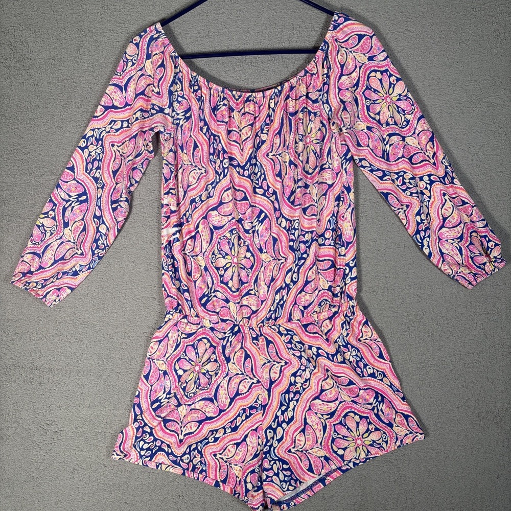 Lilly Pulitzer Lana Romper Womens Size XS Can't Resist Long Sleeve Off Shoulder
